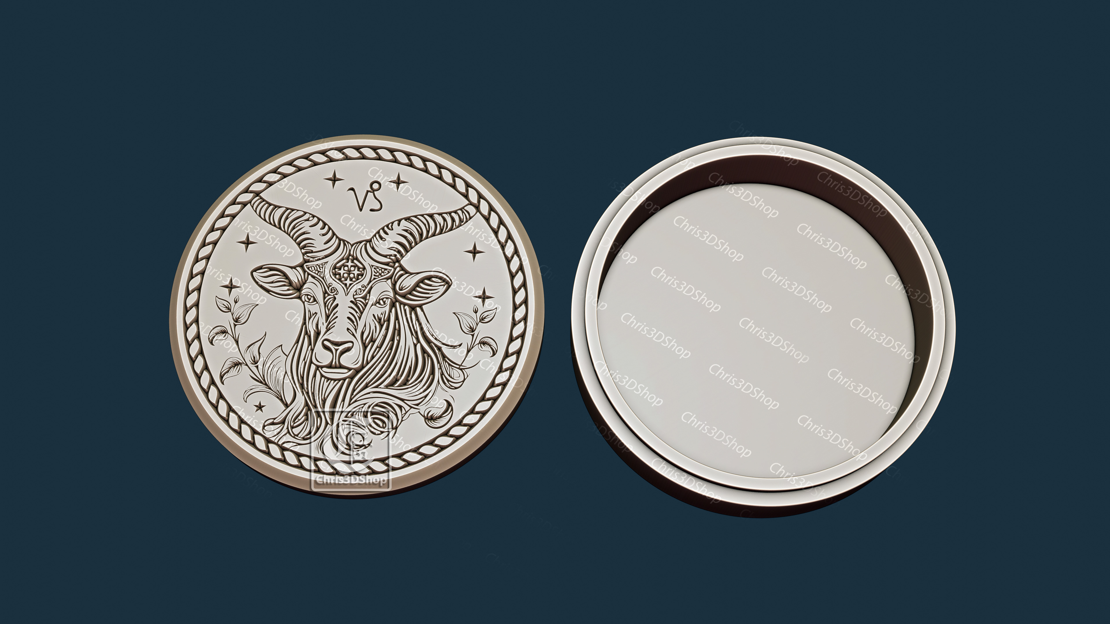 Capricorn Zodiac Sign V-Carved - Digital Files for CNC Router 3D model_1