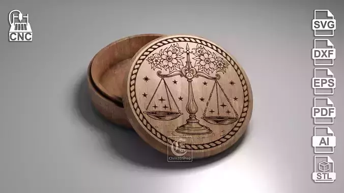 Libra Zodiac Sign V-Carved - Digital Files for CNC Router  3D model