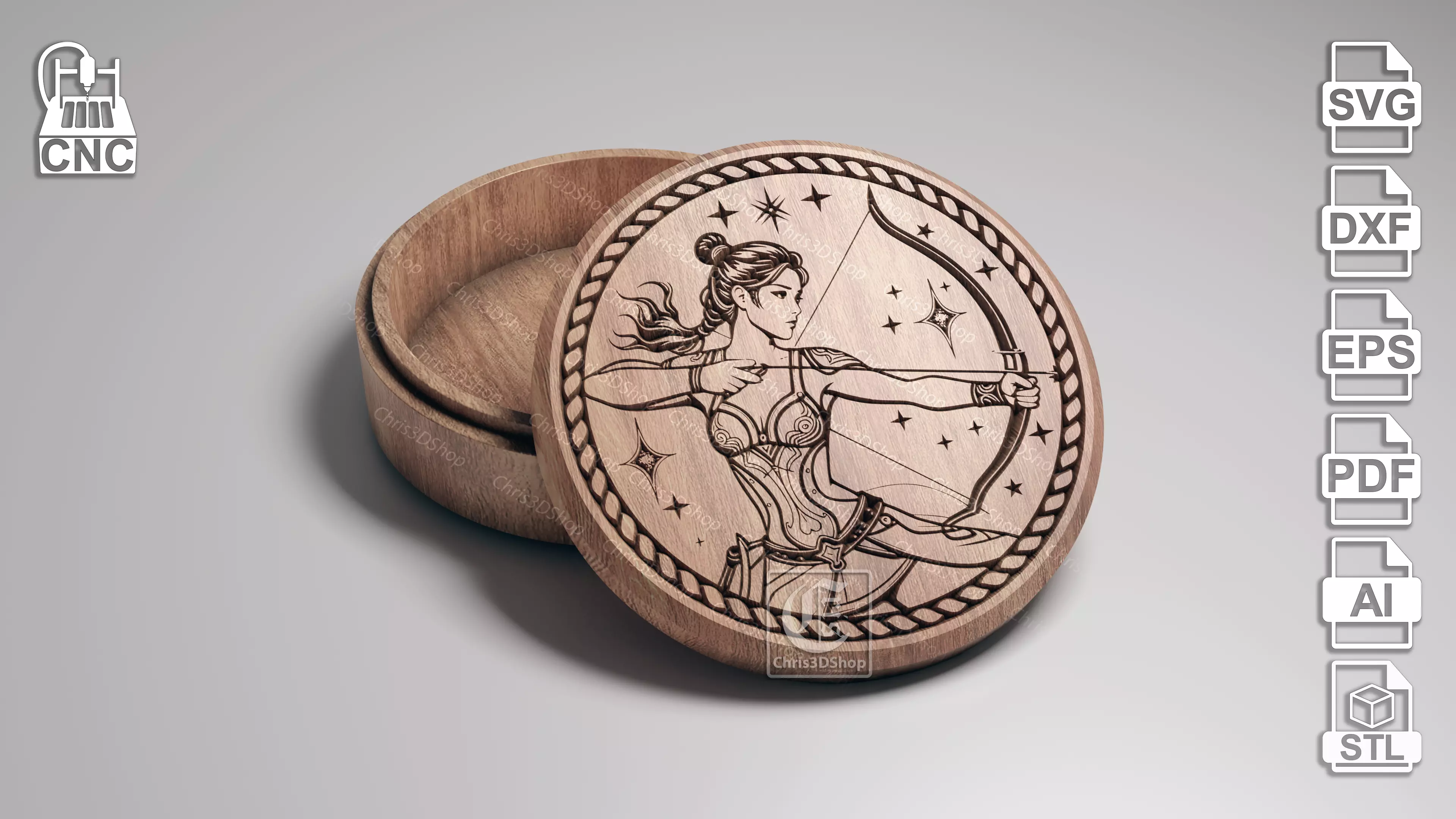 Sagittarius Zodiac Sign V-Carved - Digital Files for CNC Router 3D model_0