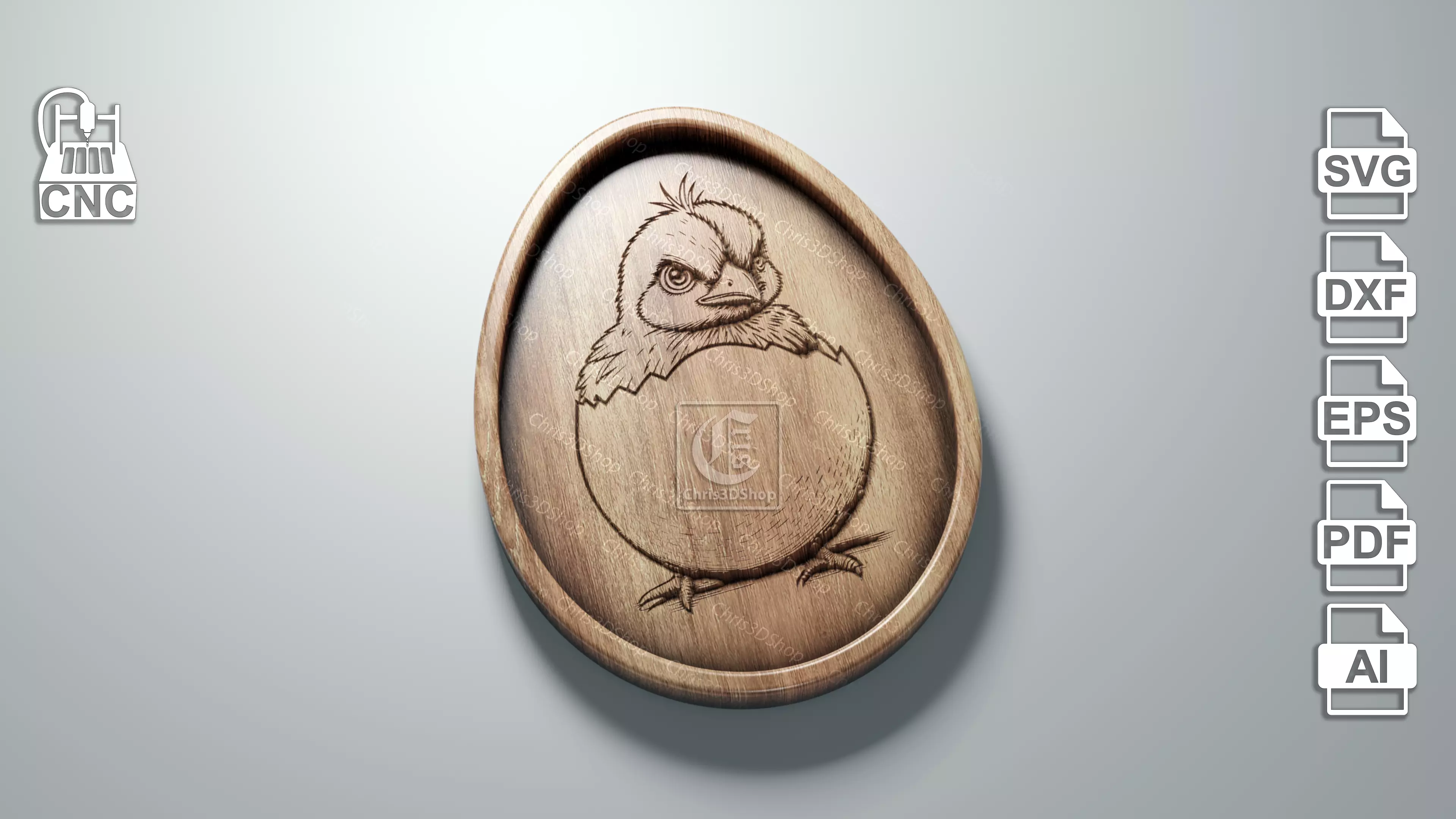 Egg Shaped Tray 1 - Digital Files for CNC Router 3D model