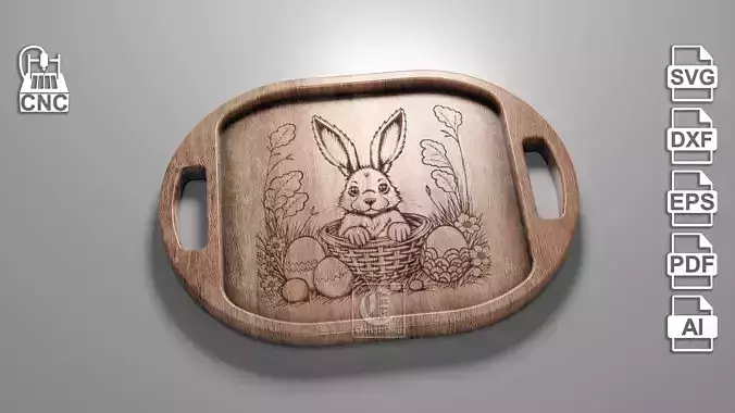 Easter Bunny Tray 2 - Digital Files for CNC Router