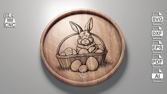 Easter Bunny Tray 3 - Digital Files for CNC Router 3D model