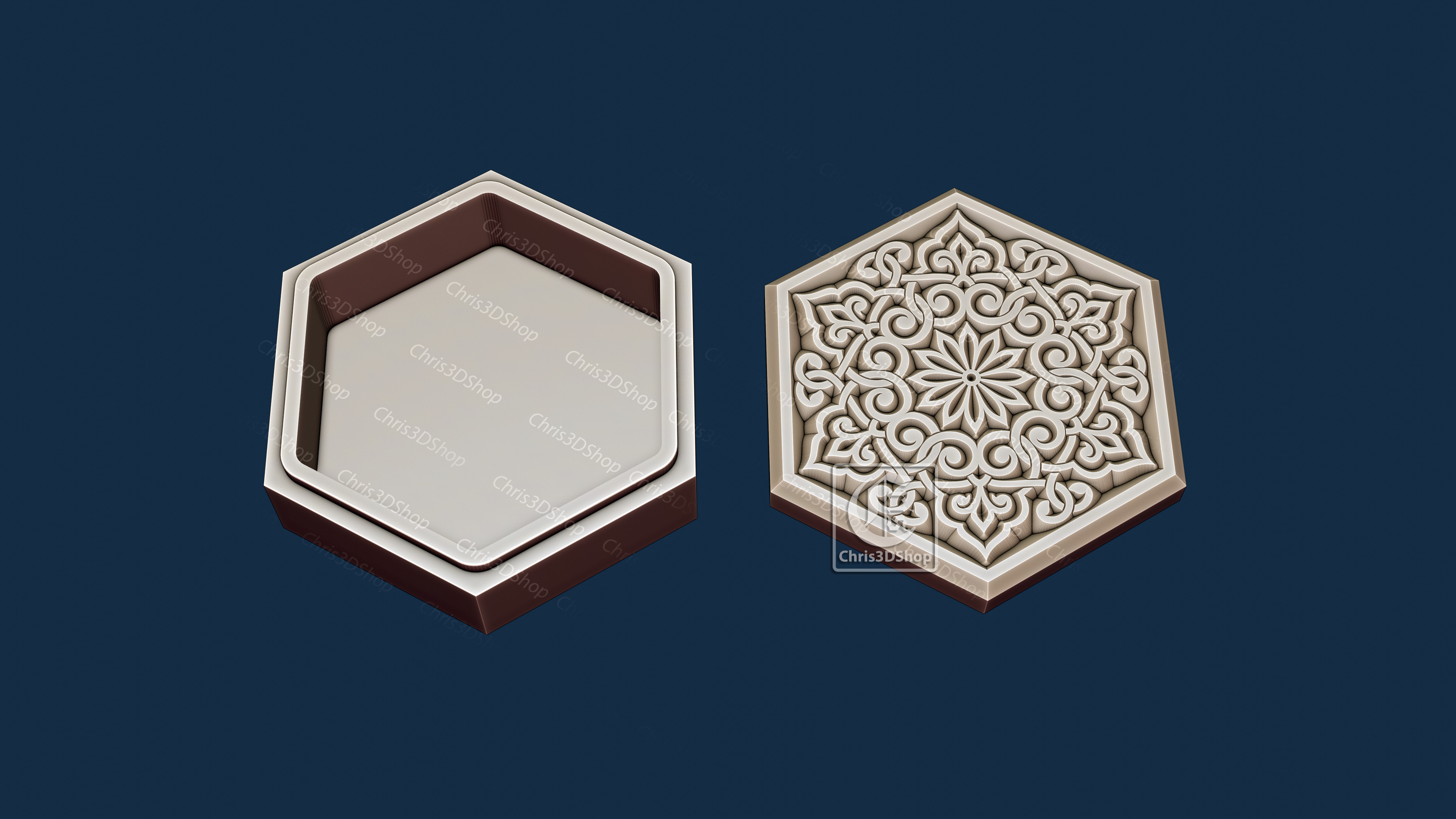 Hexagonal V-Carved Jewelry Box 2 - CNC Files 3D model_1