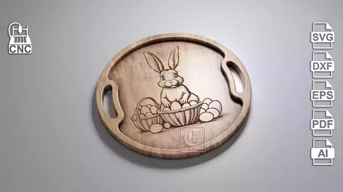 Easter Bunny Tray 4 - Digital Files for CNC Router