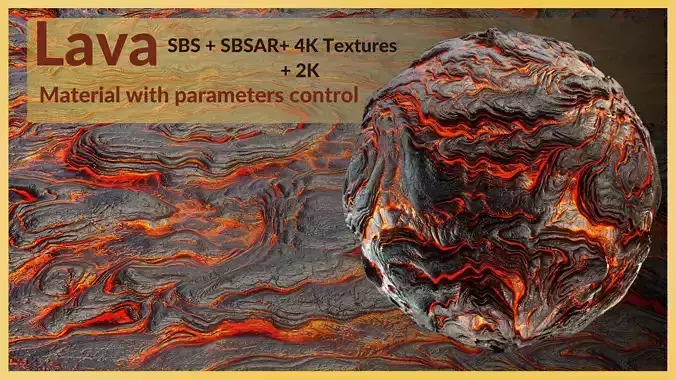 Lava Material with  parameters control SBS and SBSAR and Texture
