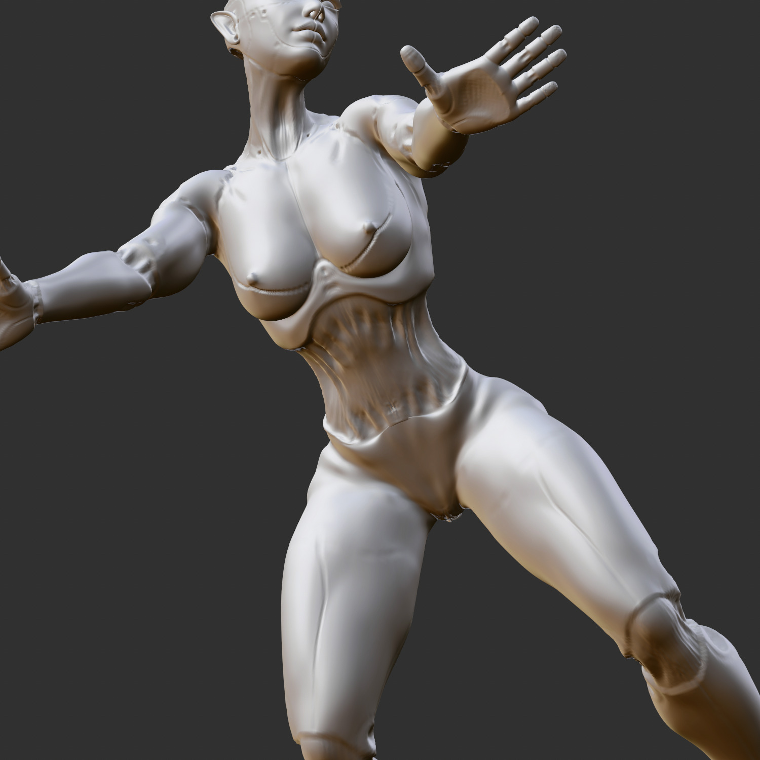 Busty Ecchi Girl in Hot Attitude Pose 3D Model STL 3D print model_4