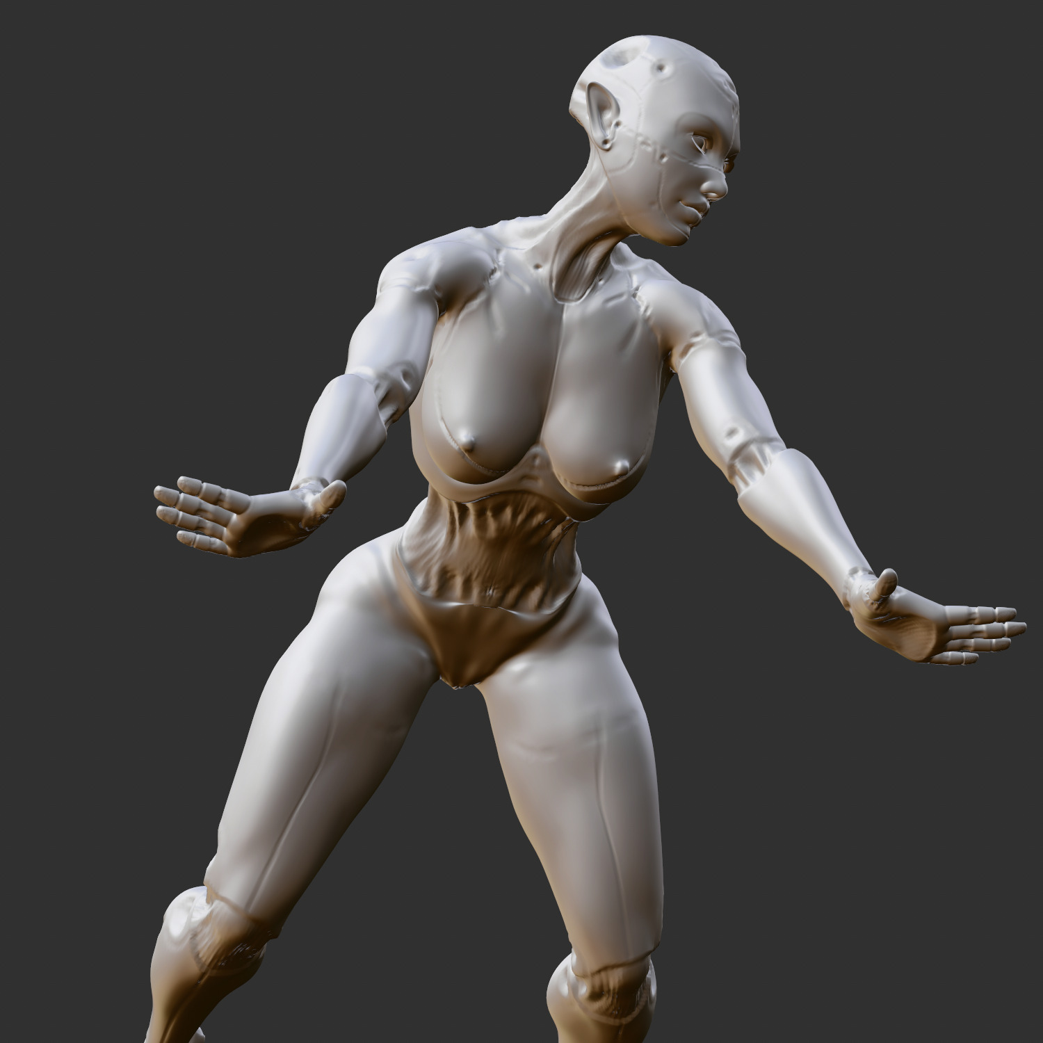 Busty Ecchi Girl in Hot Attitude Pose 3D Model STL 3D print model_3