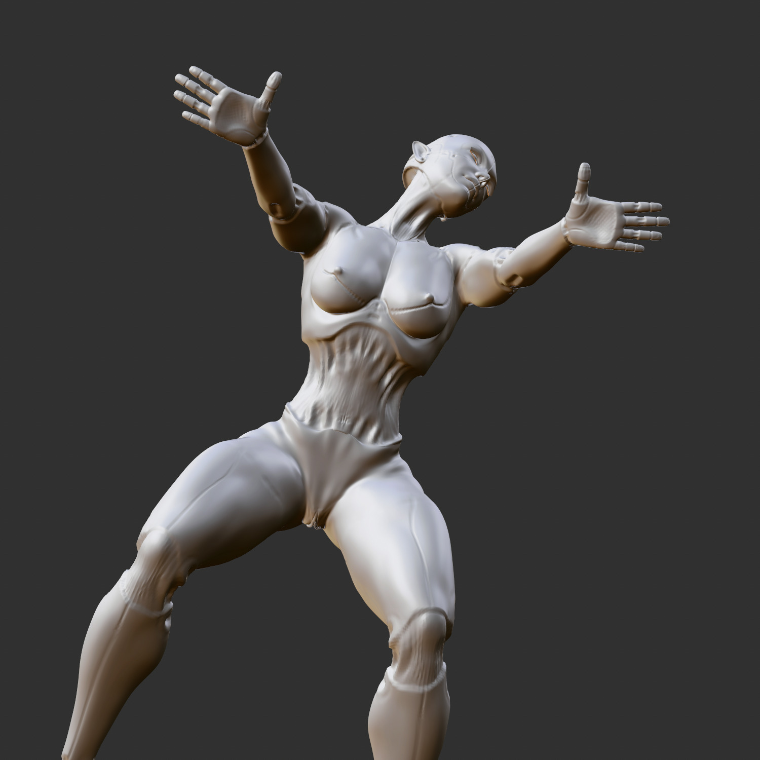 Busty Ecchi Girl in Hot Attitude Pose 3D Model STL 3D print model_6