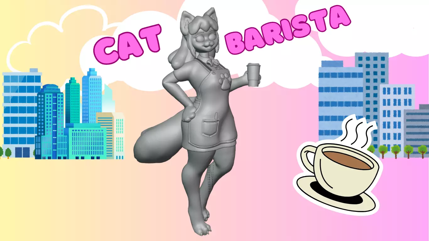 Cocoa the cat barista model 3D print model_0