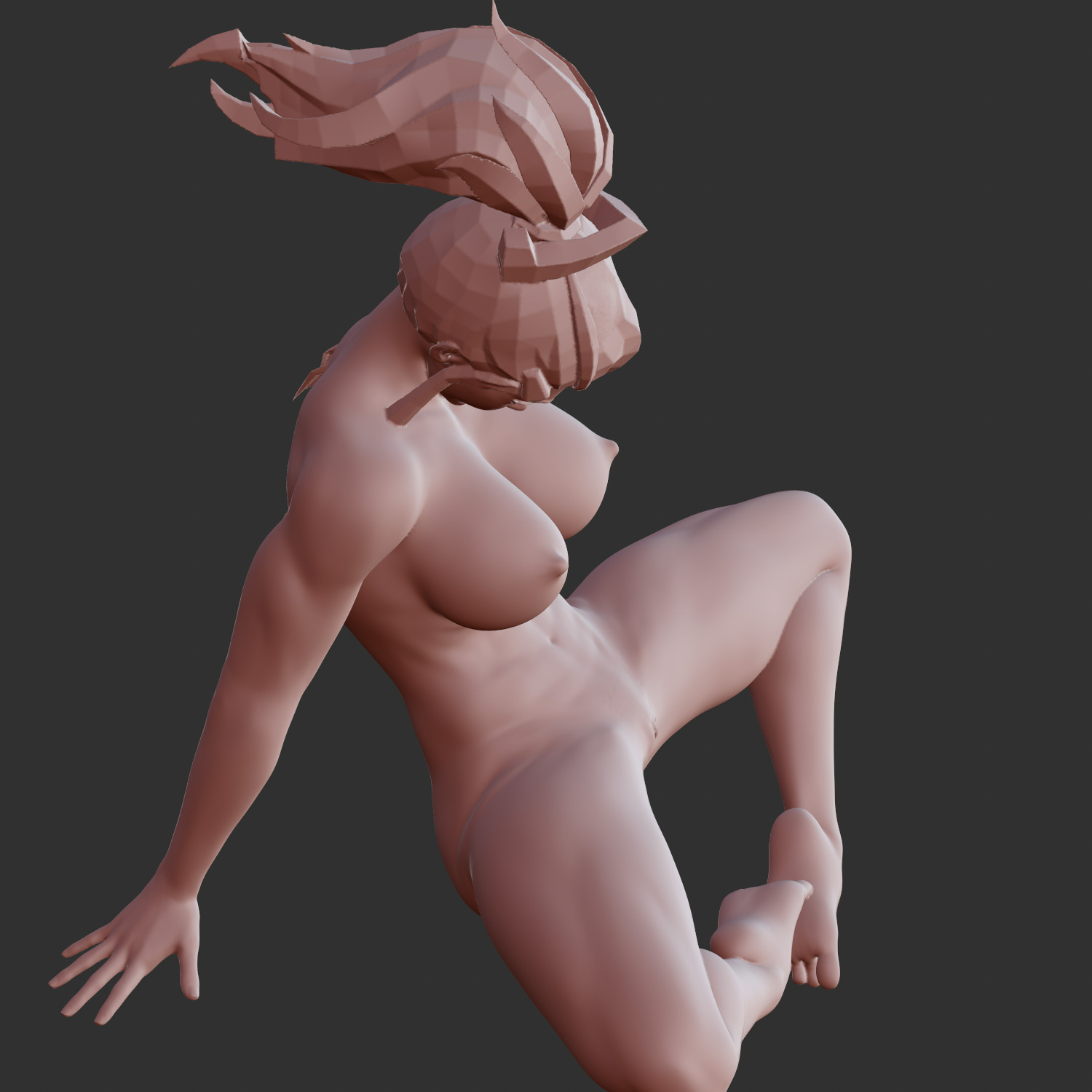 Hentai Waifu in Cute Erotic Pose 3D Print STL 3D print model_2