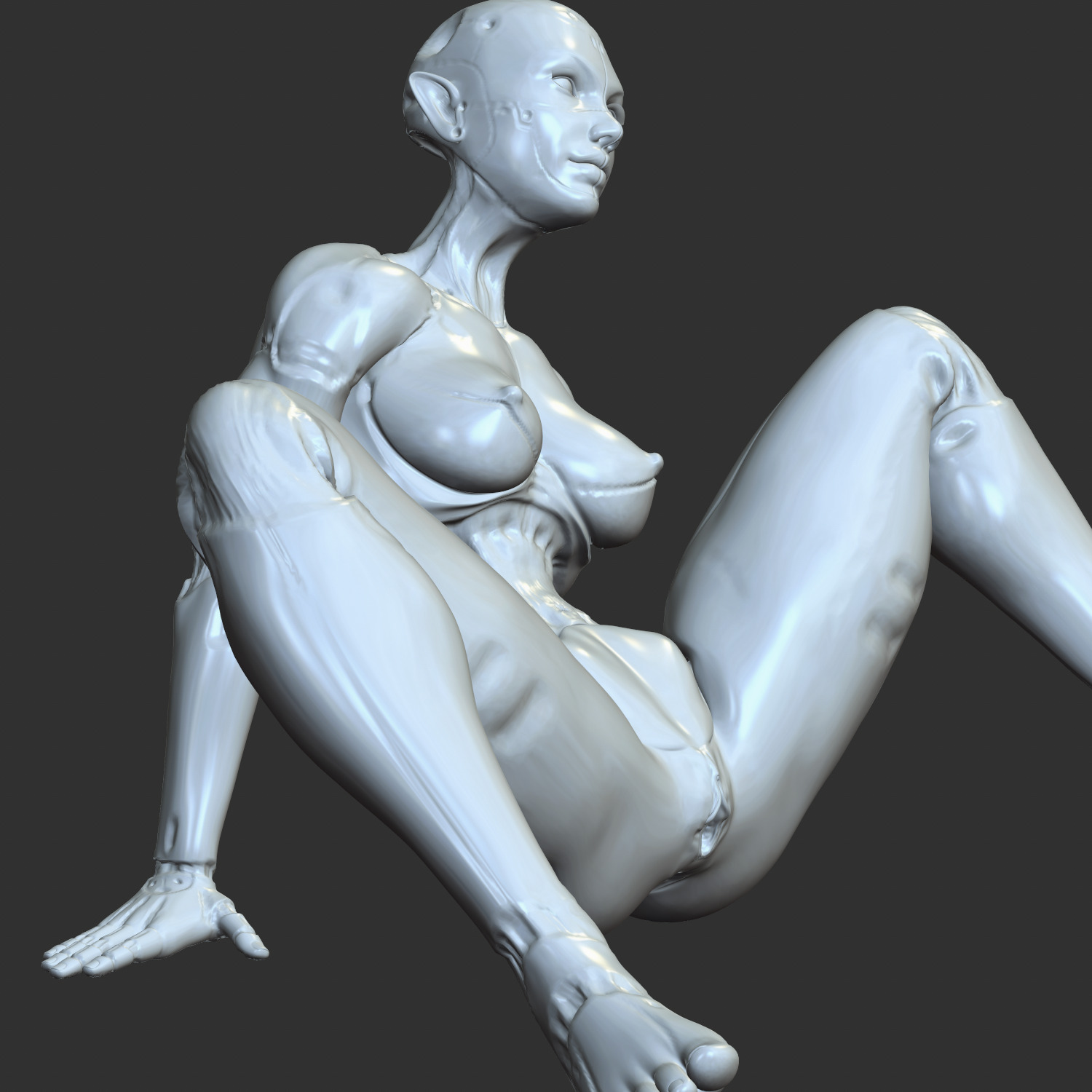 Cyber Waifu in Sensual Pose 3D Model STL 3D print model_4