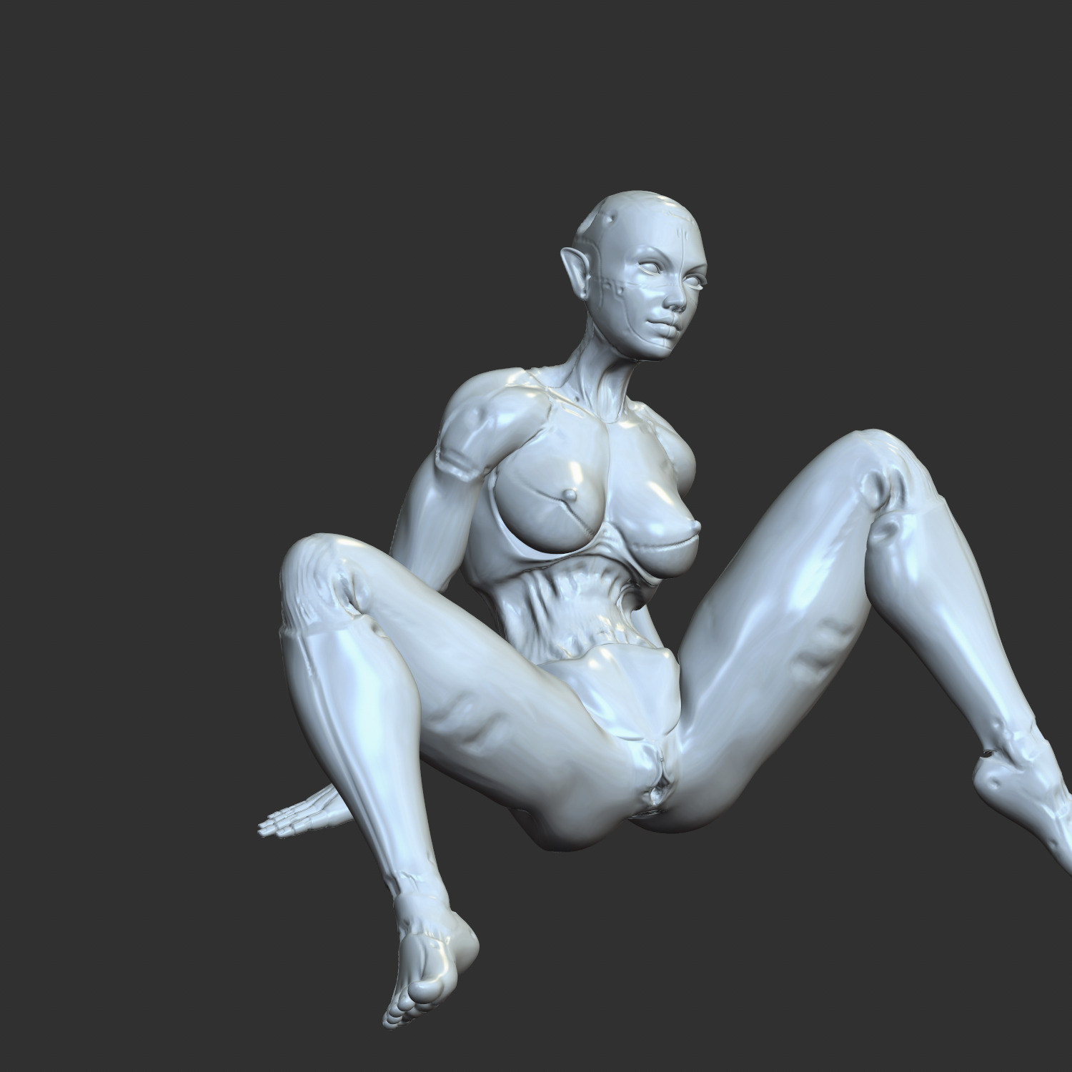 Cyber Waifu in Sensual Pose 3D Model STL 3D print model_1