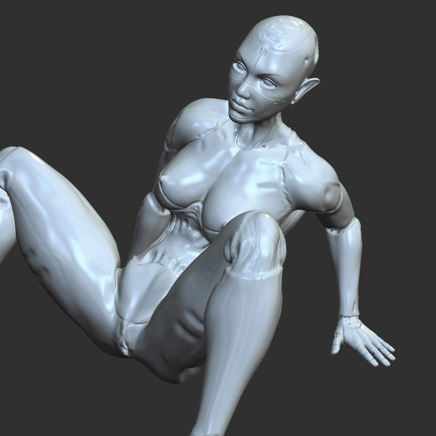 Cyber Waifu in Sensual Pose 3D Model STL 3D print model_2