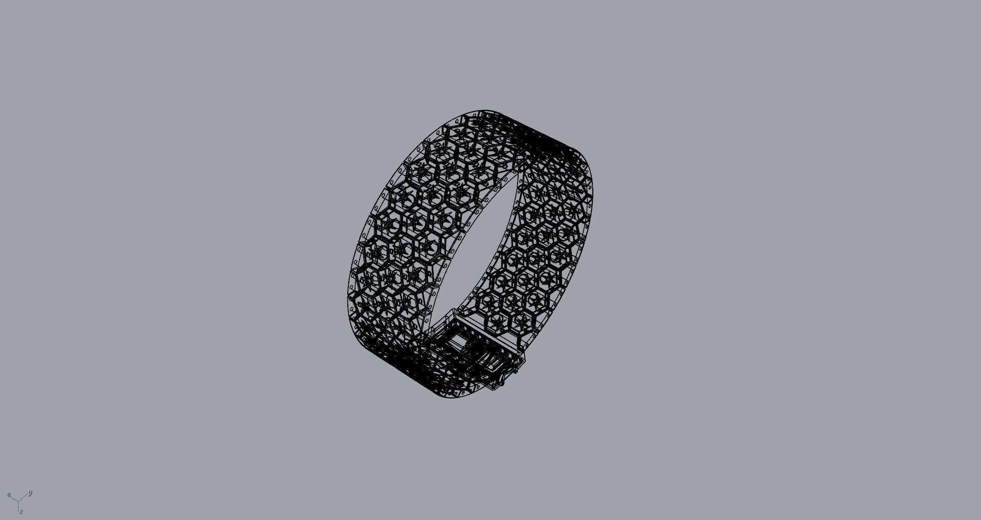 Honeycomb Beehaved Ribbon Chain bracelet 3D print model_28