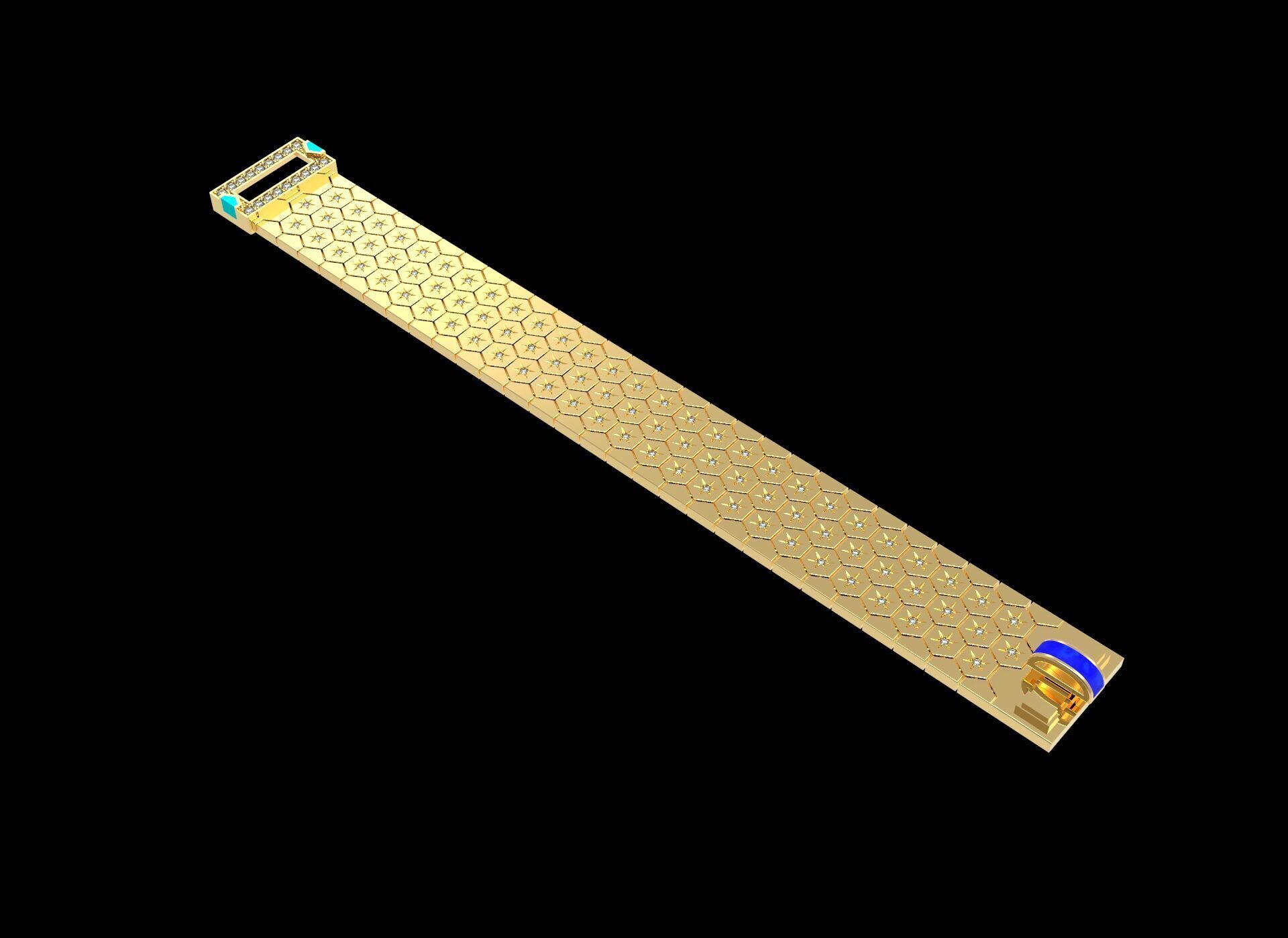 Honeycomb Beehaved Ribbon Chain bracelet 3D print model_8