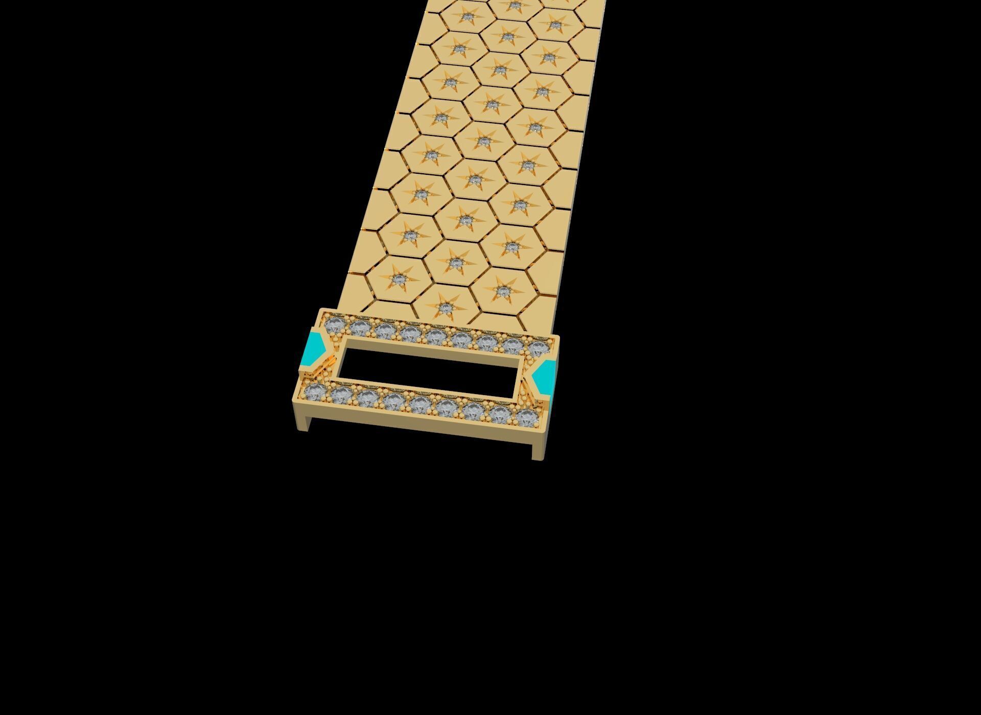 Honeycomb Beehaved Ribbon Chain bracelet 3D print model_6