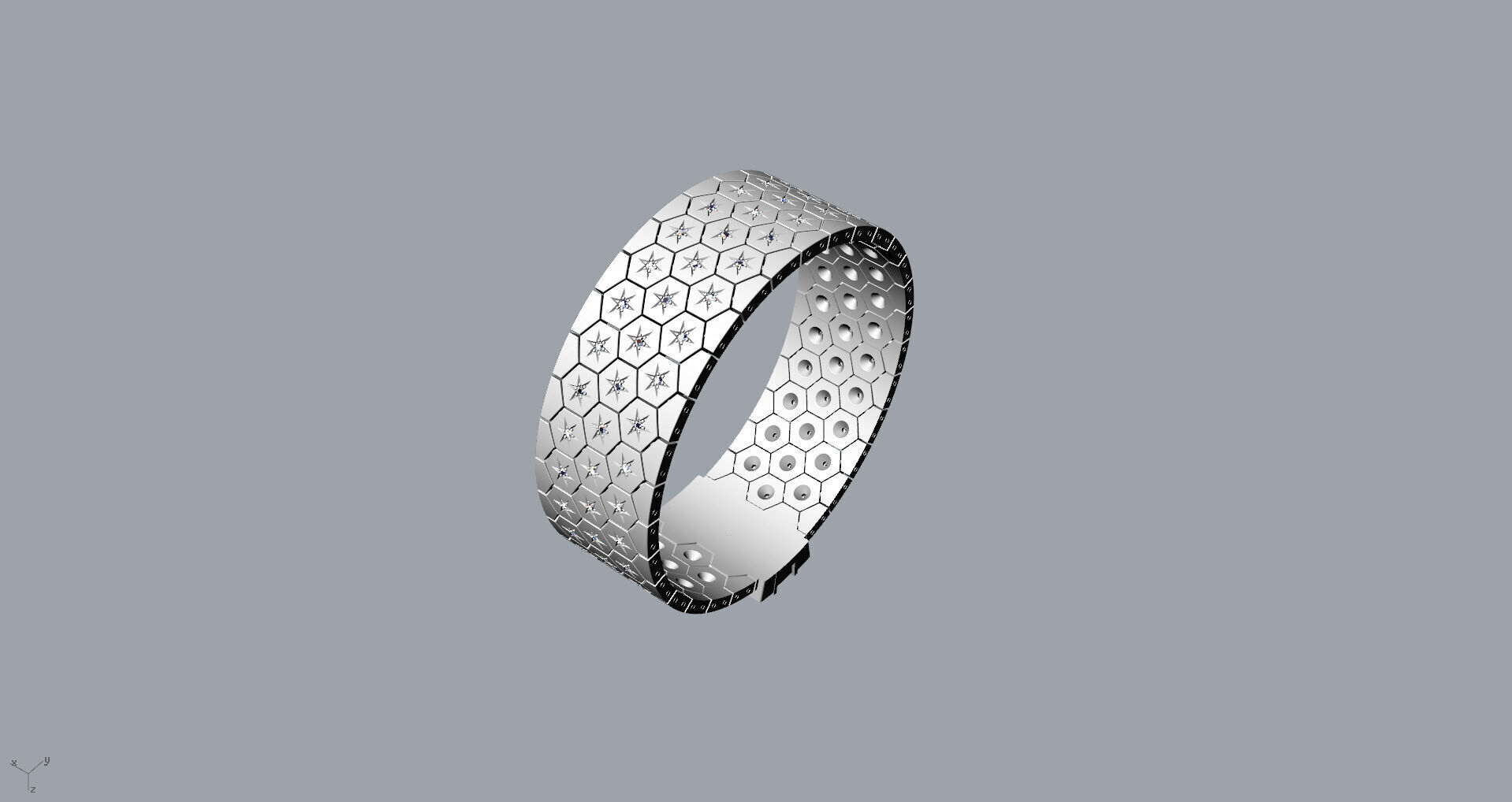 Honeycomb Beehaved Ribbon Chain bracelet 3D print model_26