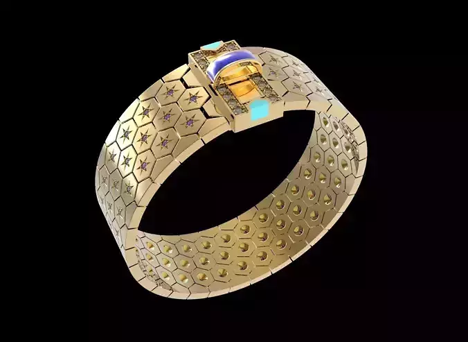 Honeycomb Beehaved Ribbon Chain bracelet 3D print model
