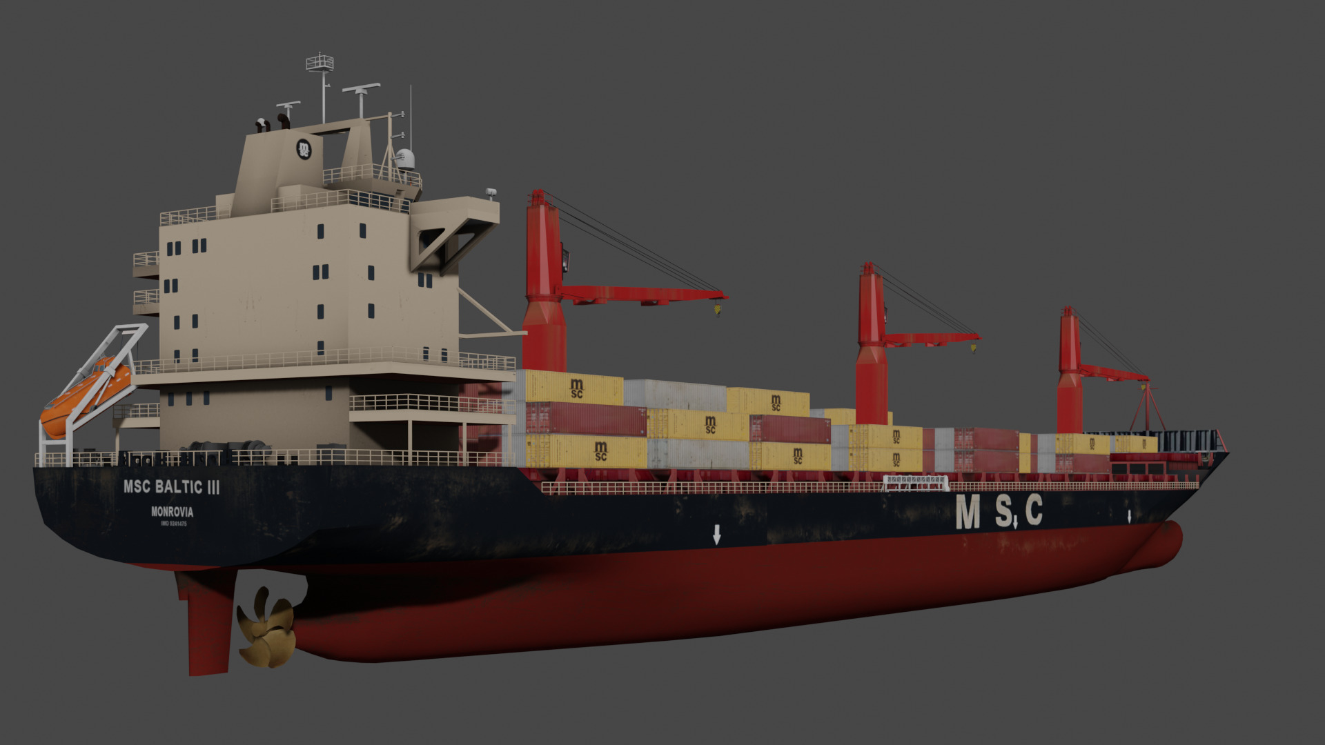 MSC BALTIC III Container ship Low-poly 3D model_2