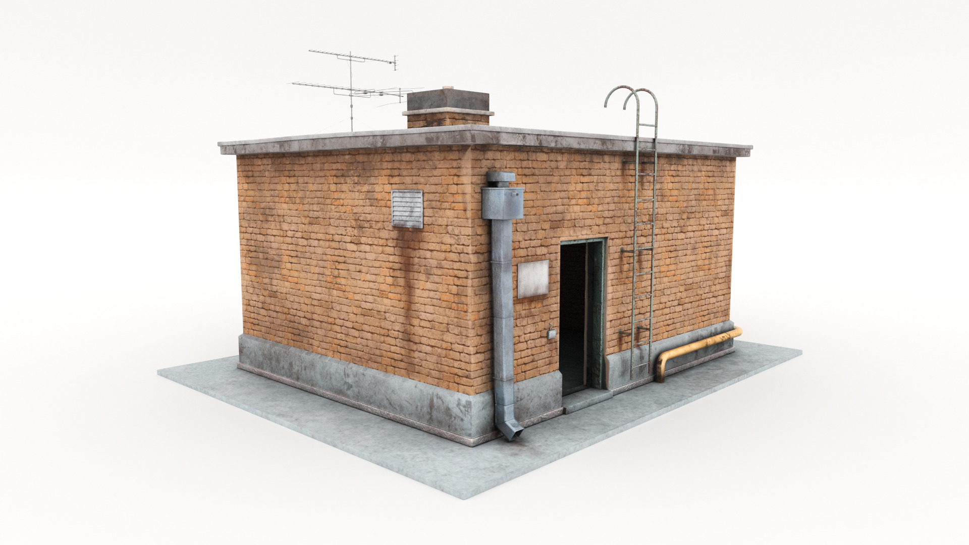 Exit Roof Old Dirty Low-poly 3D model_1