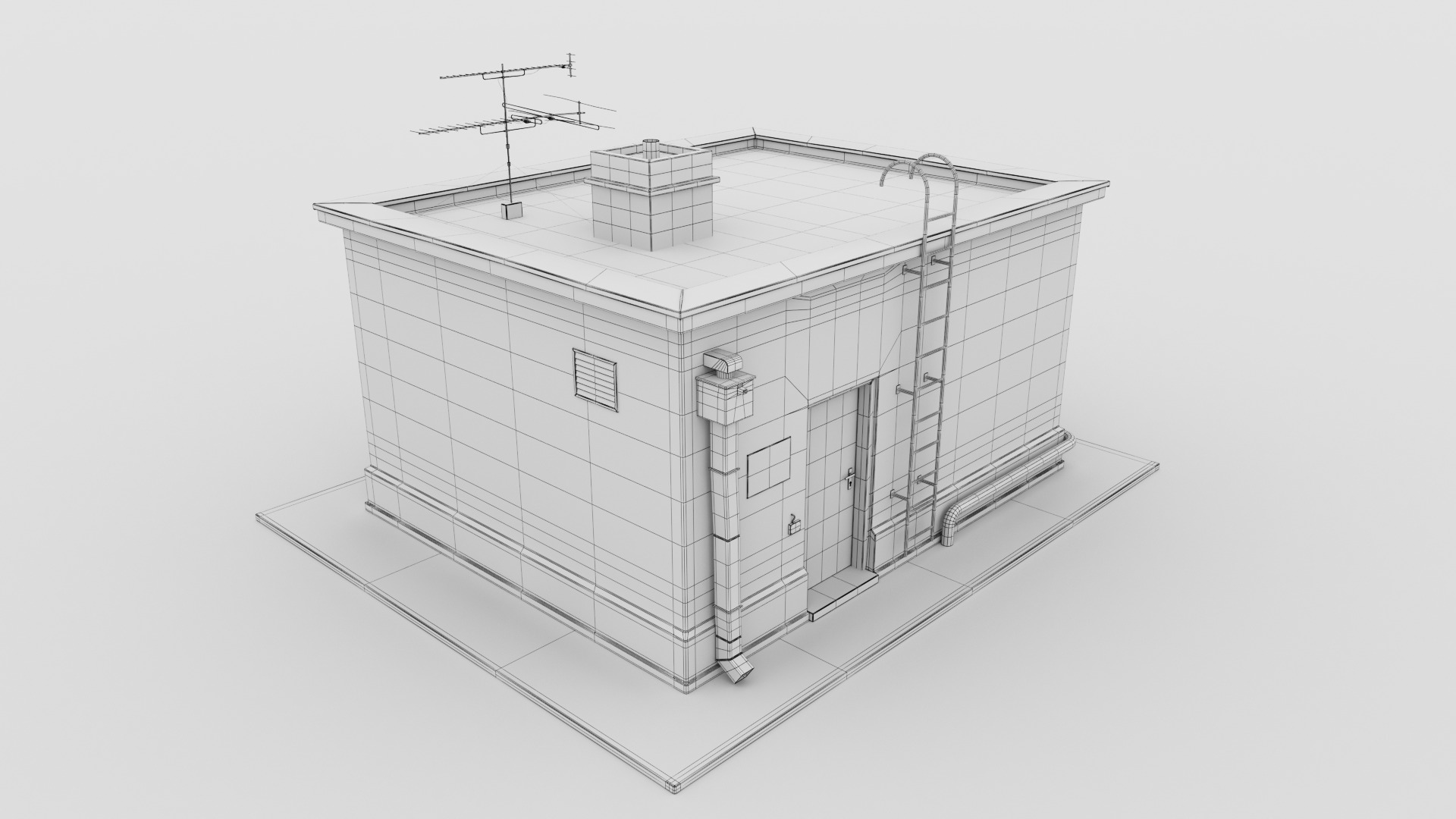 Exit Roof Old Dirty Low-poly 3D model_6