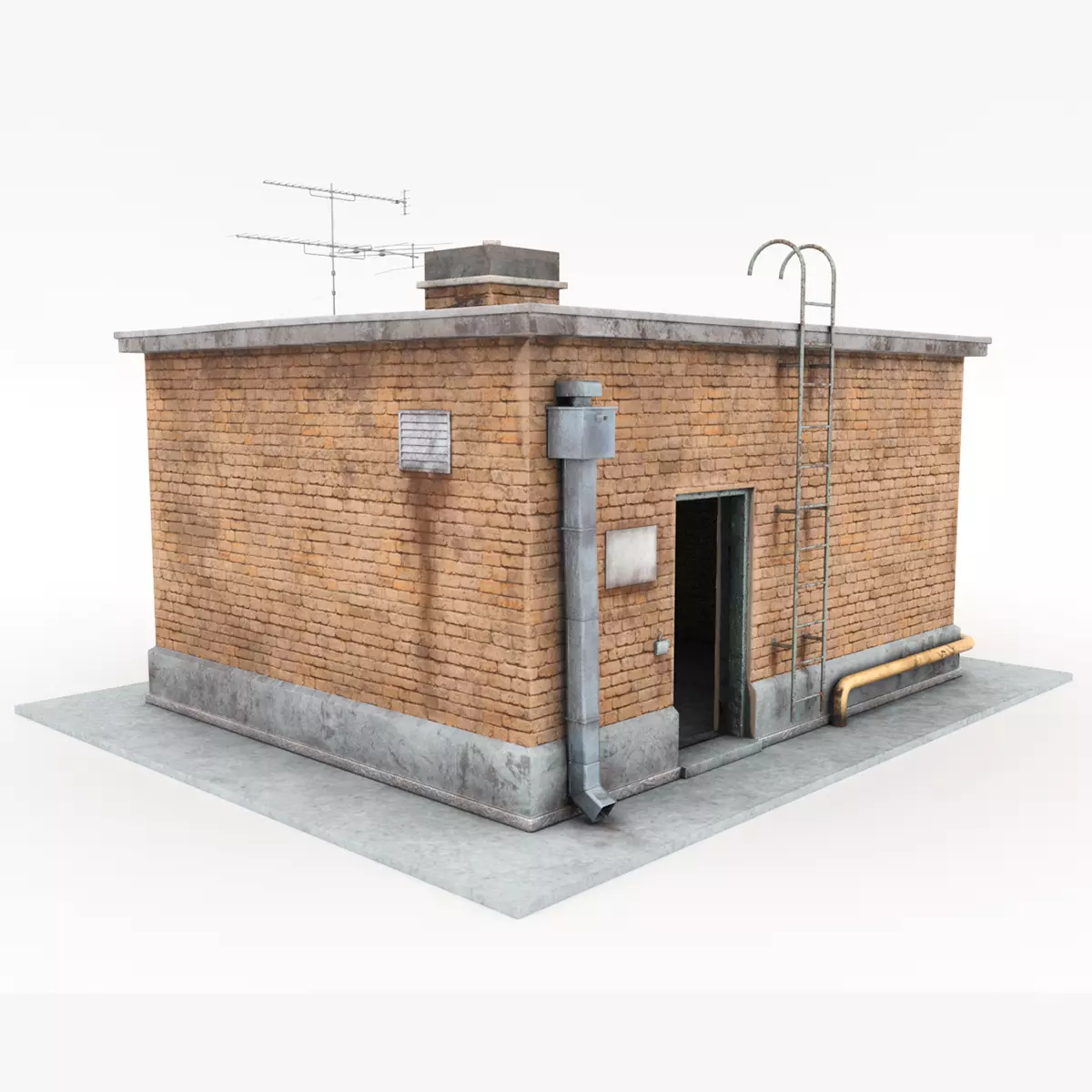 Exit Roof Old Dirty Low-poly 3D model_0