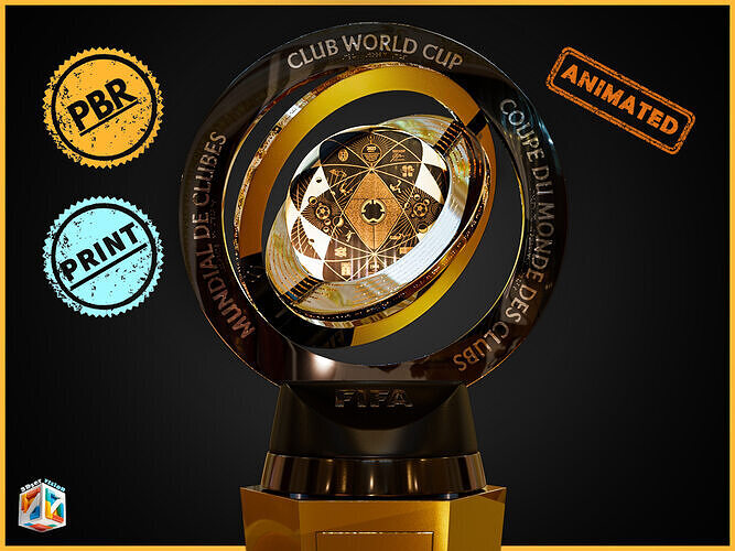 FIFA Club World Cup 2025 Trophy award N base -Animated-printable 3D model