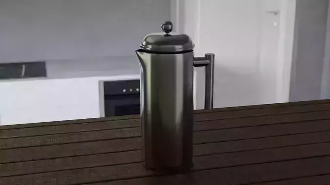 Stainless Steel French Press - High Poly PBR