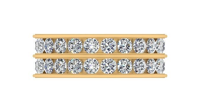 Double Row Eternity Diamond Band Ring 3D print model