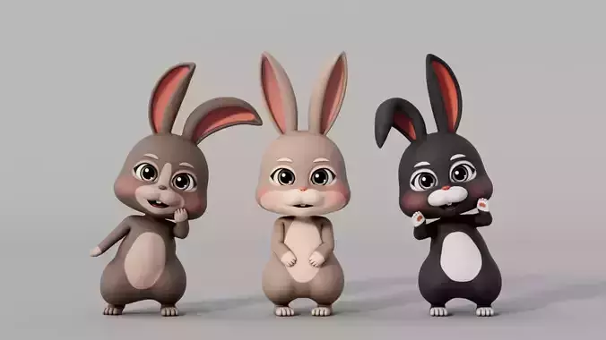 Rigged Cartoon Rabbit 3D model