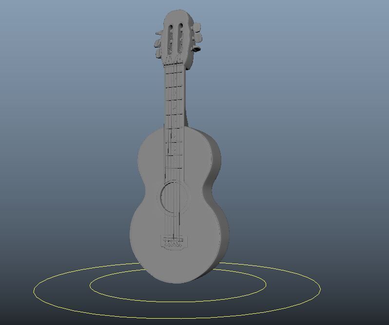 Wood Guitar  Low-poly 3D model_3