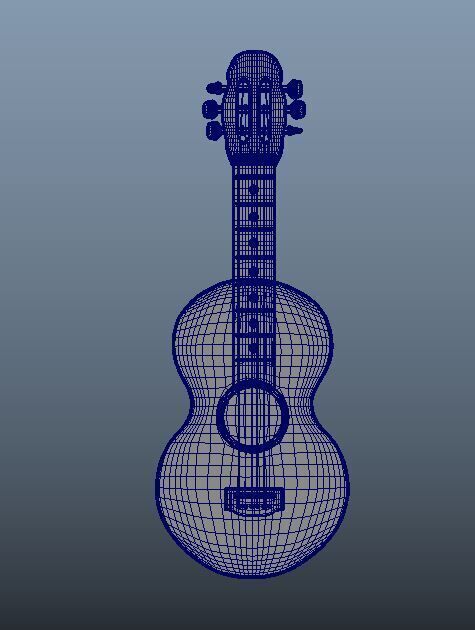 Wood Guitar  Low-poly 3D model_4