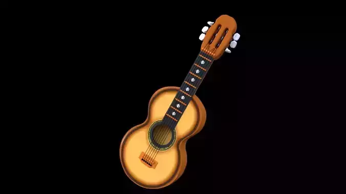 Wood Guitar  Low-poly 3D model