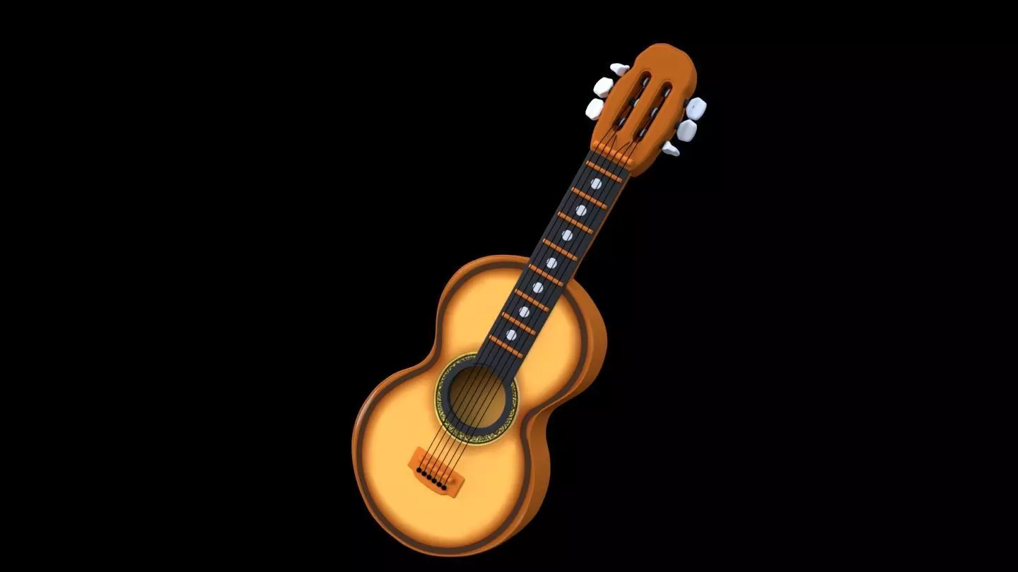 Wood Guitar  Low-poly 3D model_0