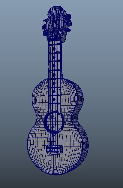Wood Guitar  Low-poly 3D model_1
