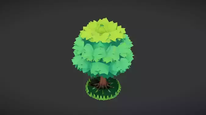 cartoon tree with green leaves