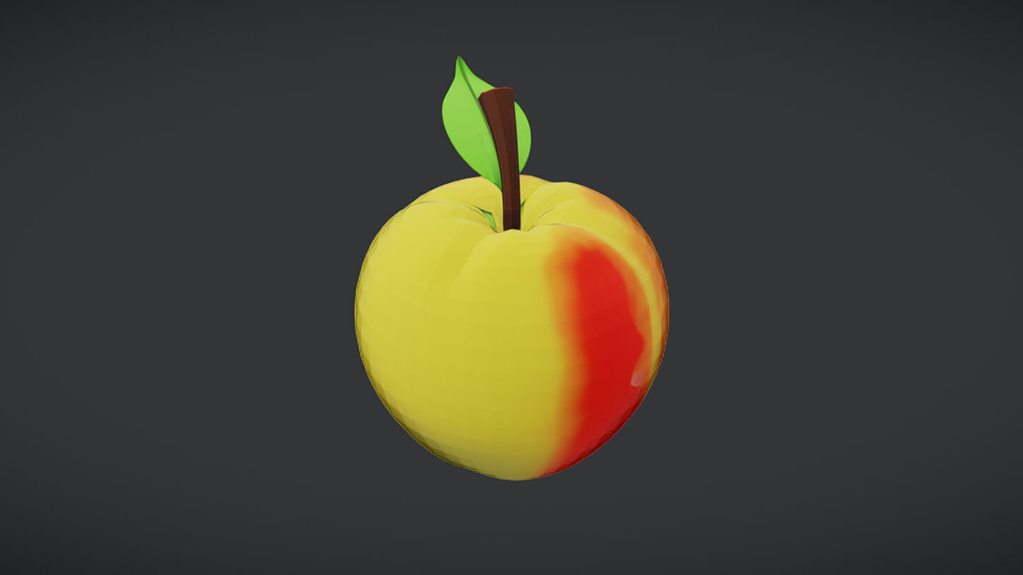 A 3D apple with a leaf 3D model_2