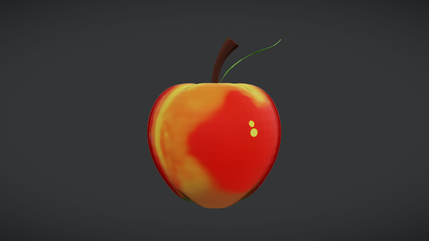 A 3D apple with a leaf 3D model_4