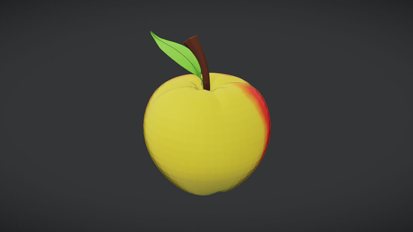 A 3D apple with a leaf 3D model_1