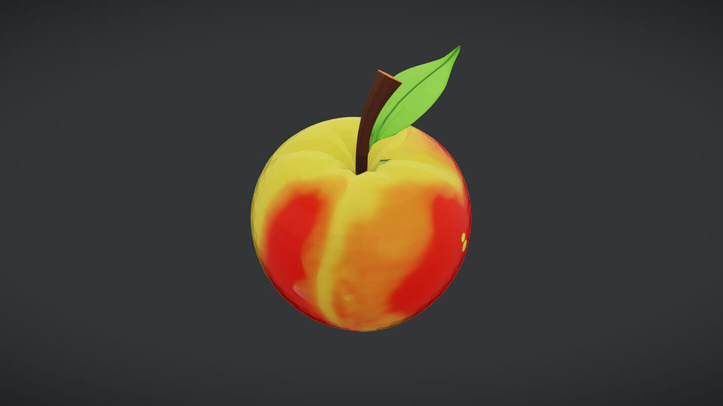 A 3D apple with a leaf 3D model_3