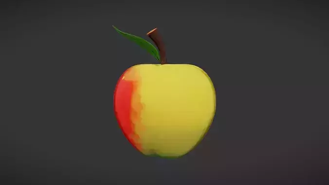 A 3D apple with a leaf