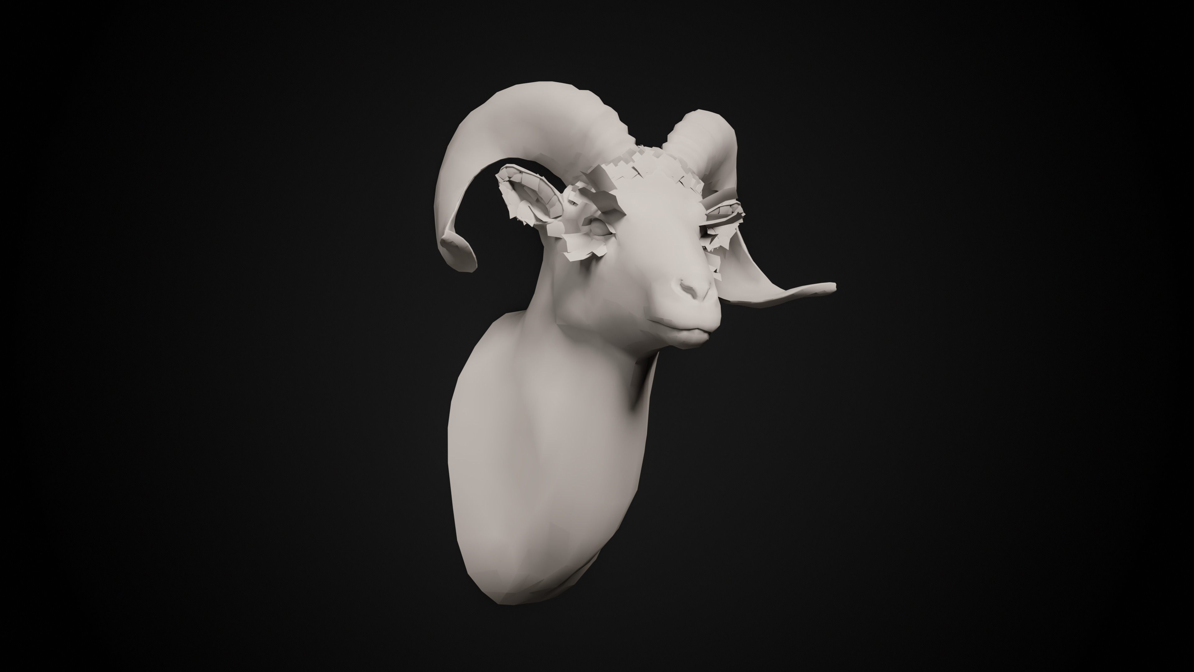 Ram Trophy Head - Photorealistic PBR Low-poly 3D model_12