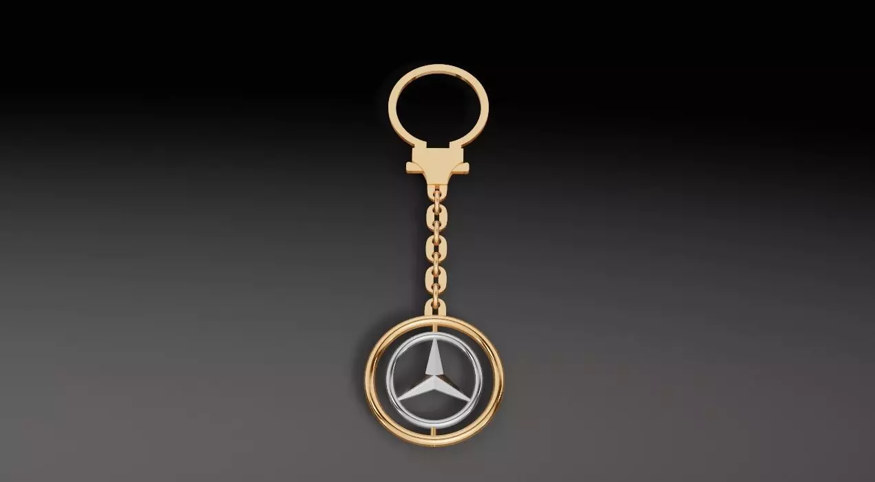 Mercedes-Benz Rotating Logo Keychain 3D print model_0