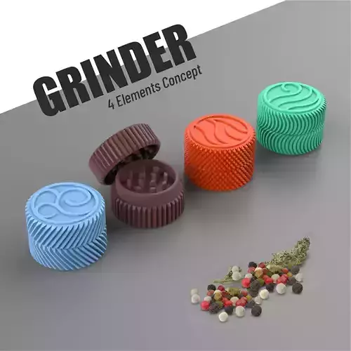 Grinder Set 3D - 4 pcs - Grinder Bundle - 3D Herb Spice Crusher 3D print model