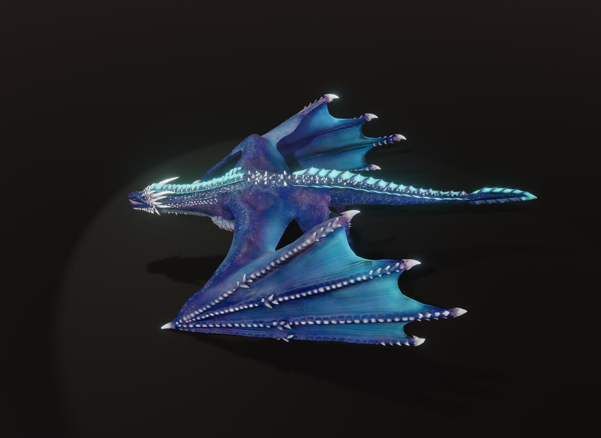 Realistic Blue Wyvern Animated Game-ready 3D Model Low-poly 3D model_18