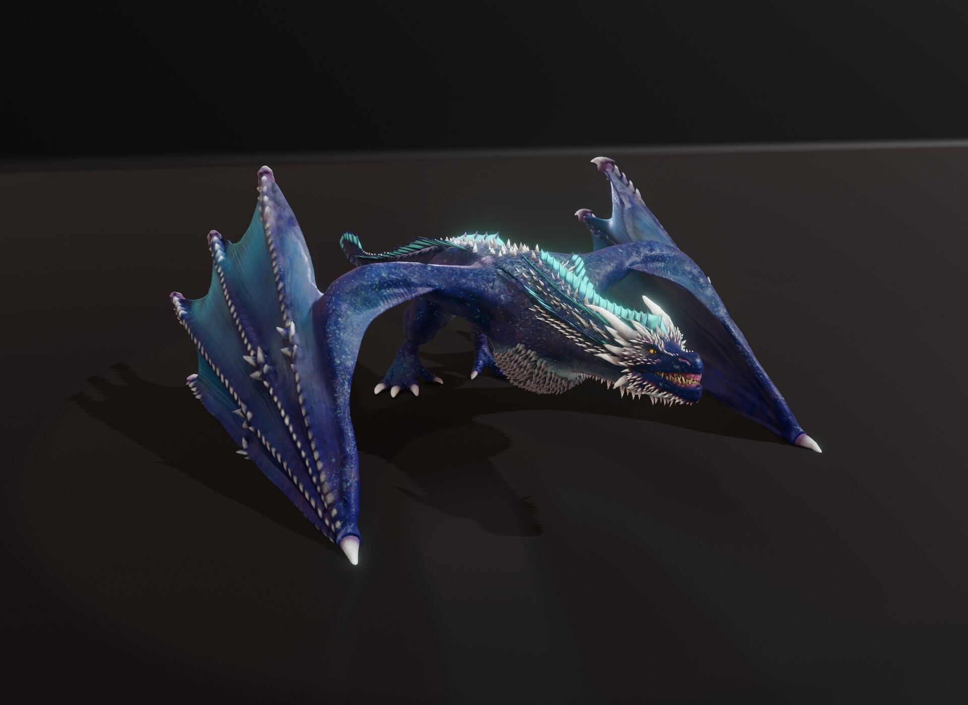Realistic Blue Wyvern Animated Game-ready 3D Model Low-poly 3D model_5