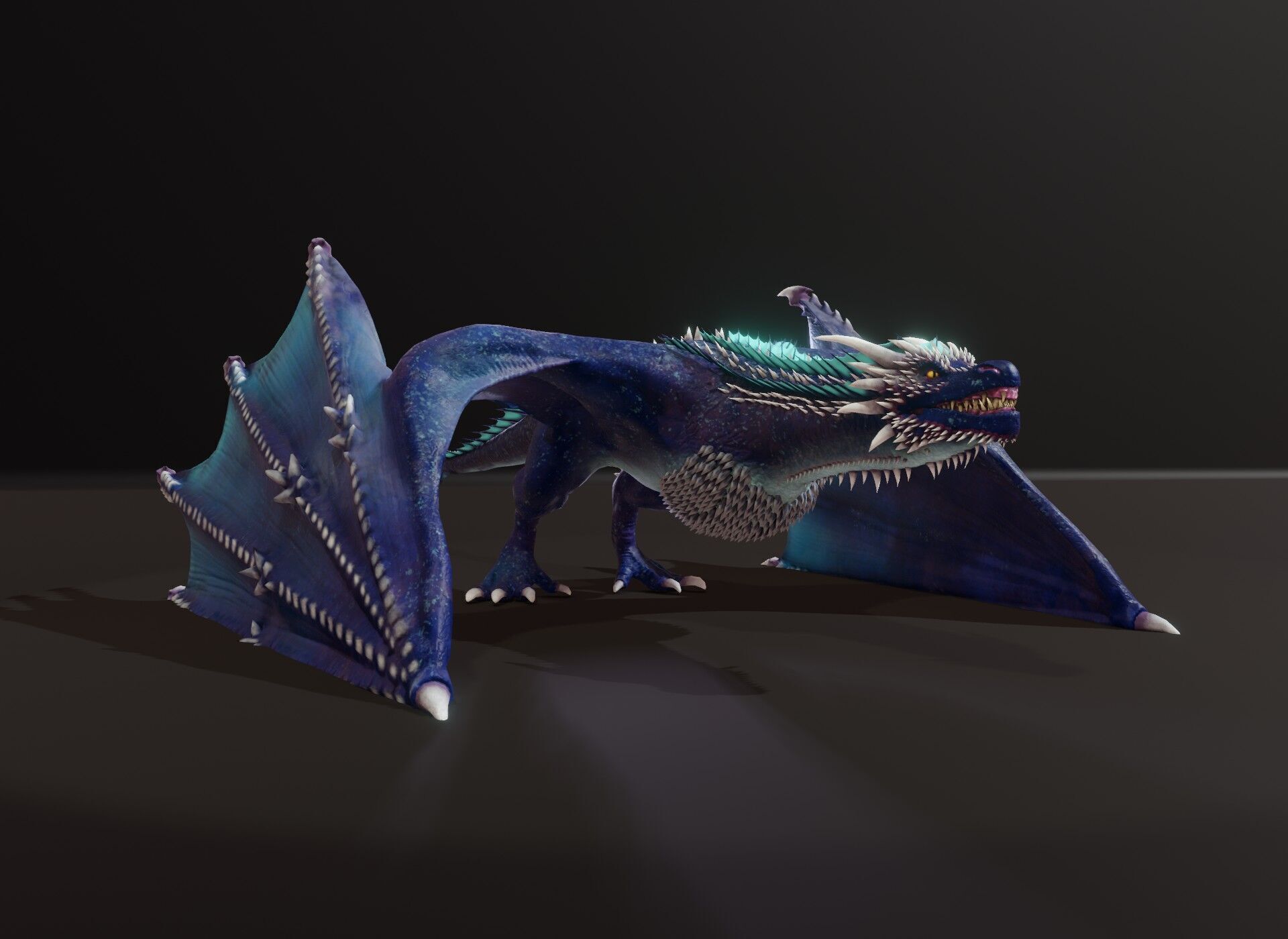 Realistic Blue Wyvern Animated Game-ready 3D Model Low-poly 3D model_16