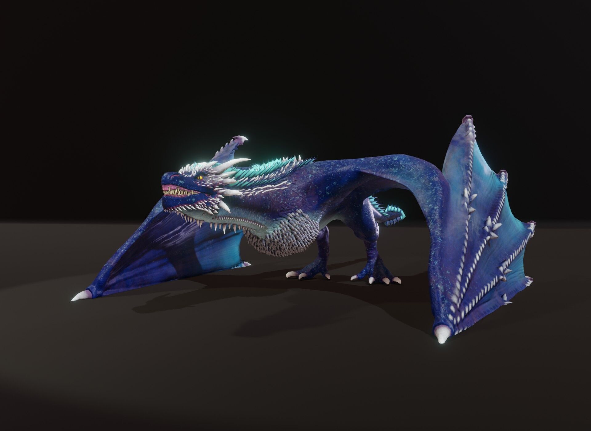 Realistic Blue Wyvern Animated Game-ready 3D Model Low-poly 3D model_21