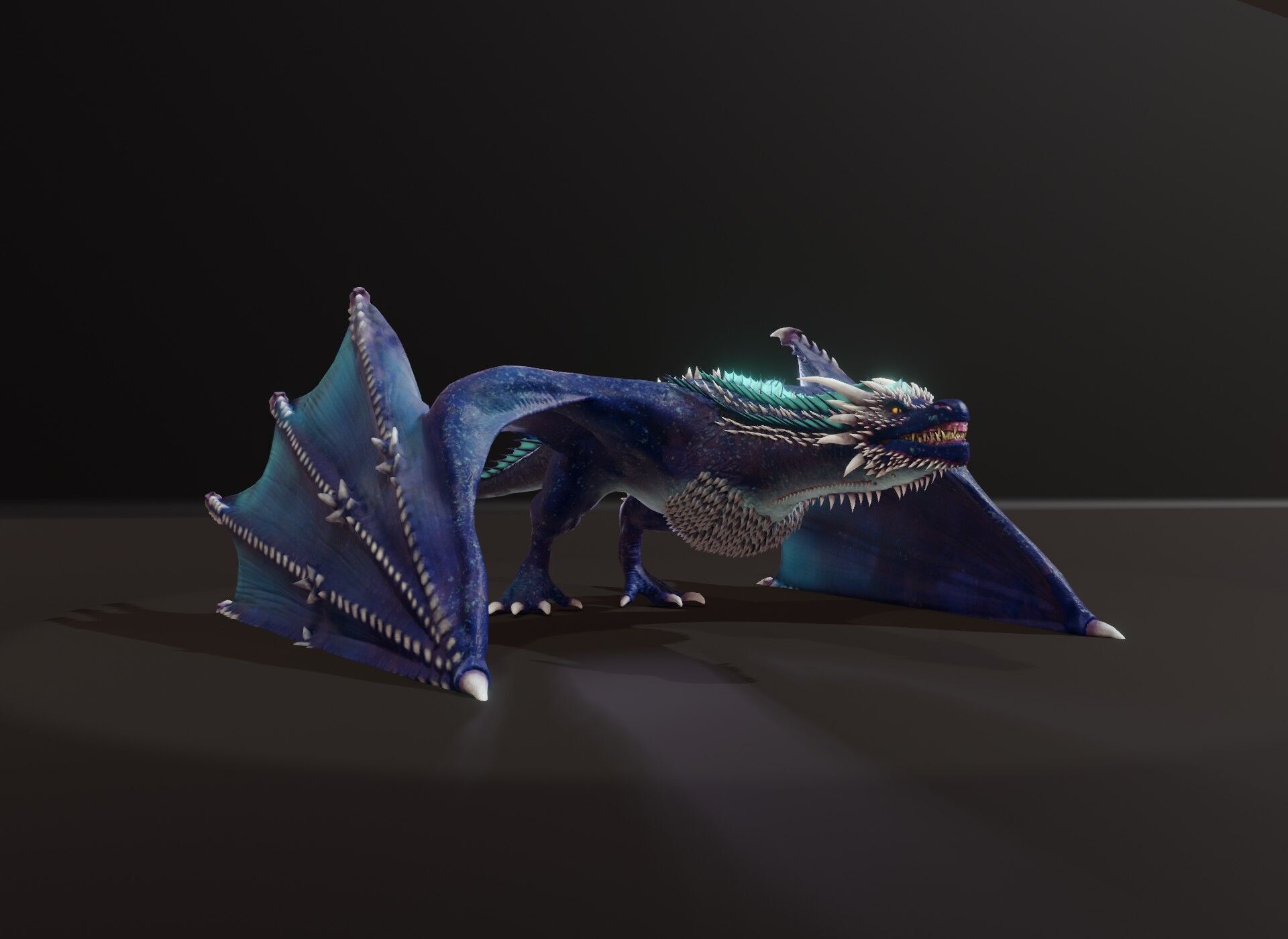 Realistic Blue Wyvern Animated Game-ready 3D Model Low-poly 3D model_11