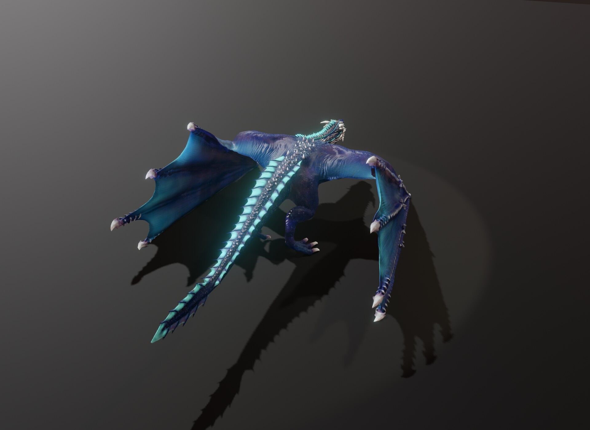 Realistic Blue Wyvern Animated Game-ready 3D Model Low-poly 3D model_17